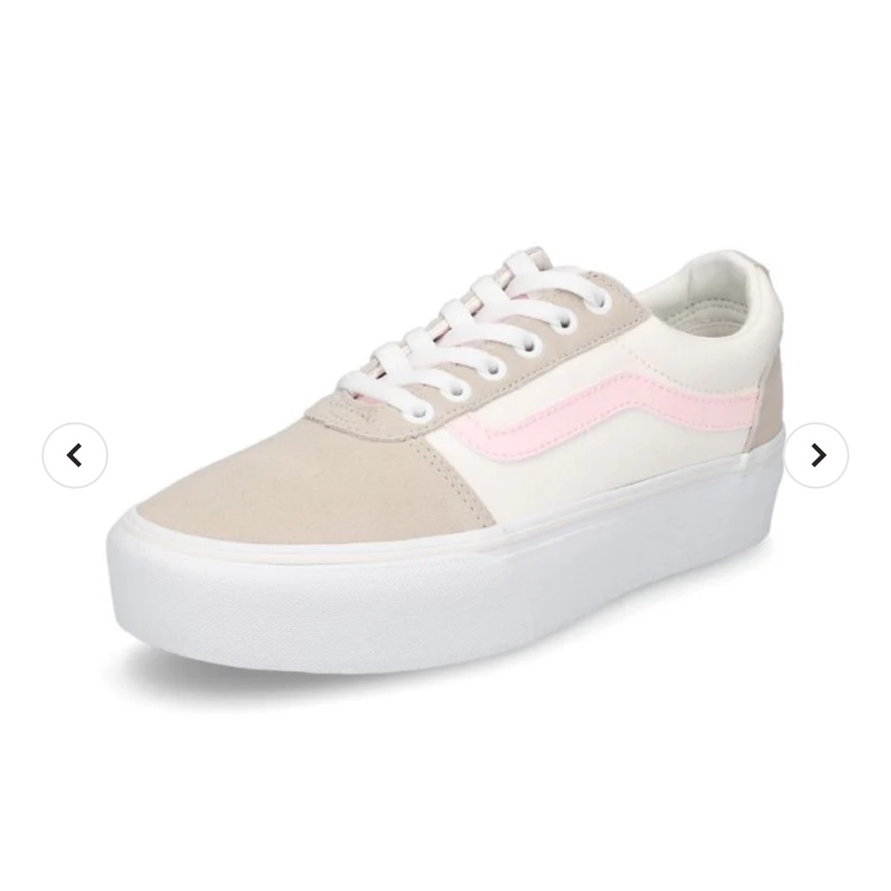 NWT VANS Ward Platform Sneaker beige, pink, and white size 9 womens.
